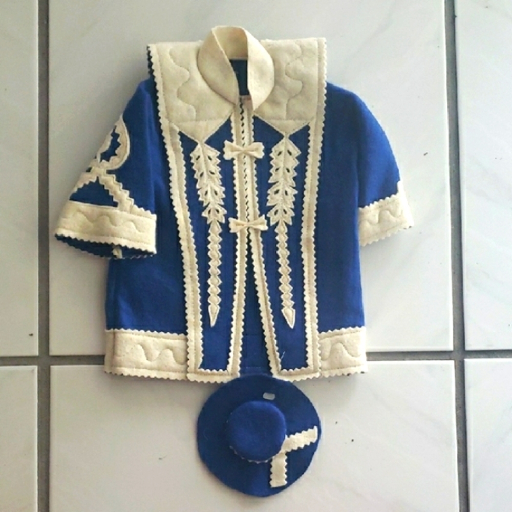 Vintage new original Hungarian  "Embroidered Jacket with Hat" Wine bottle cover